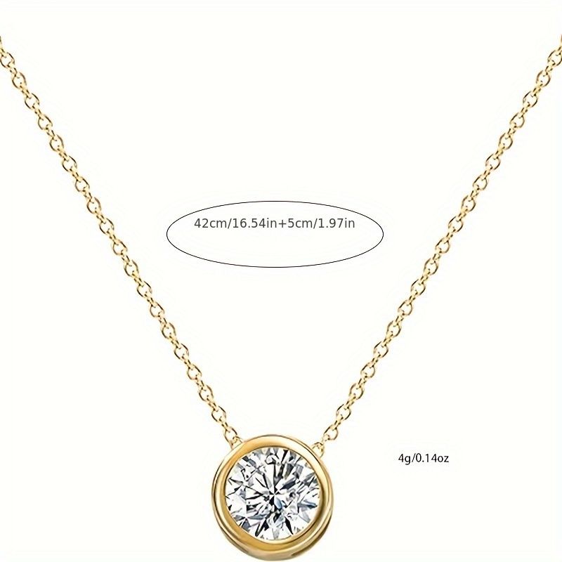 LX and LR also fashion 14K geometric round tray copper in D zircon single pendant necklace - perfect gift form others day and Christmas