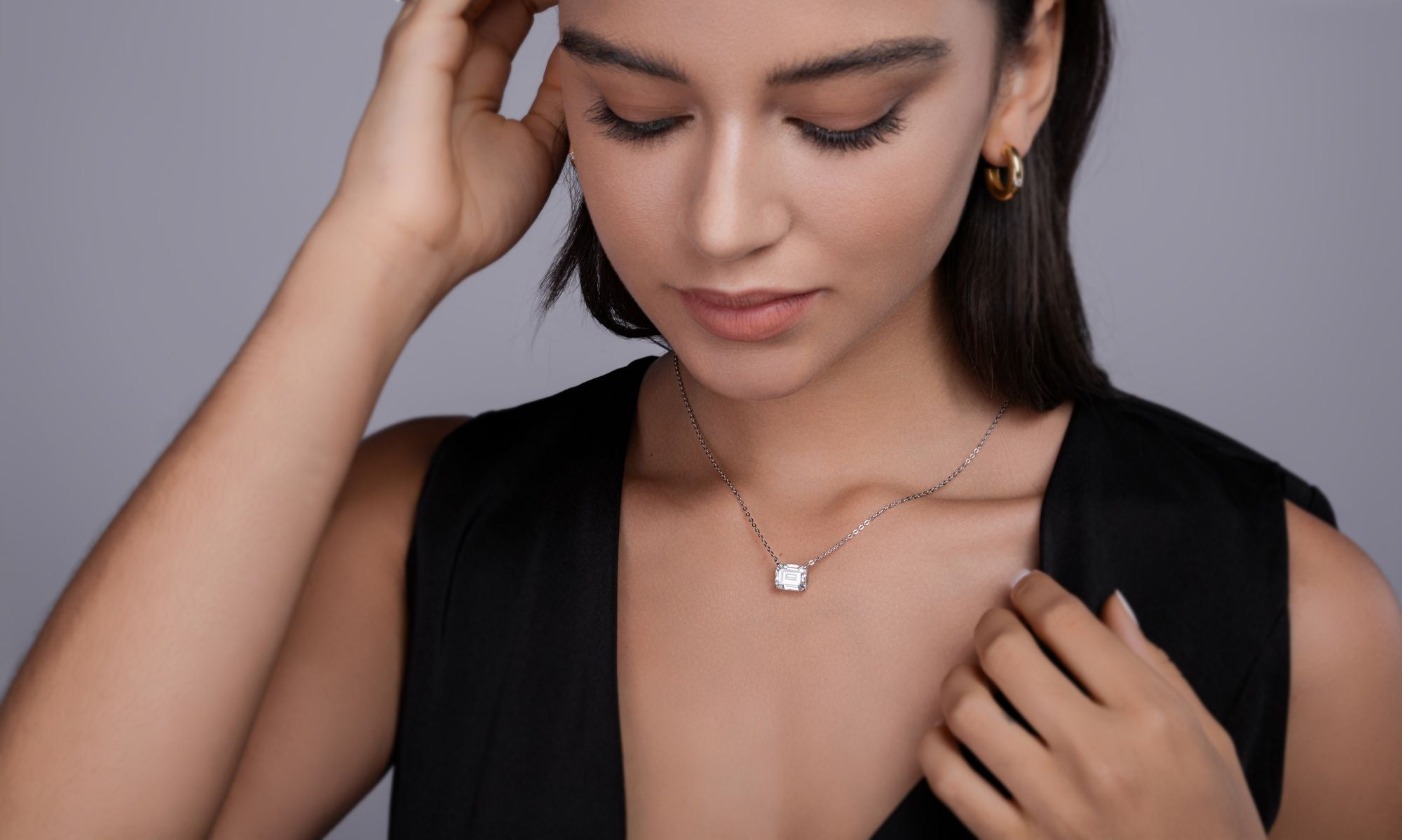 Mirage in the Mirror - A fashionable and trendy jewelry necklace pendant set with octagonal 9*11 Moissanite S925 sterling silver and platinum-plated diamond