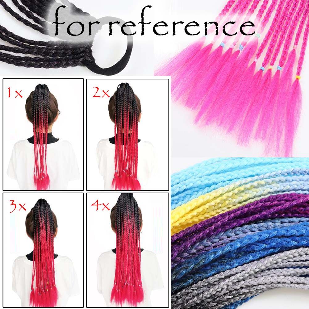 Braid Ponytail Wig Hair Extensions Pigtail Braid Nightclub Party Gradient Color Braid Hair Ring Hairpieces,Black to Grey Halloween Dress Up Cosplay