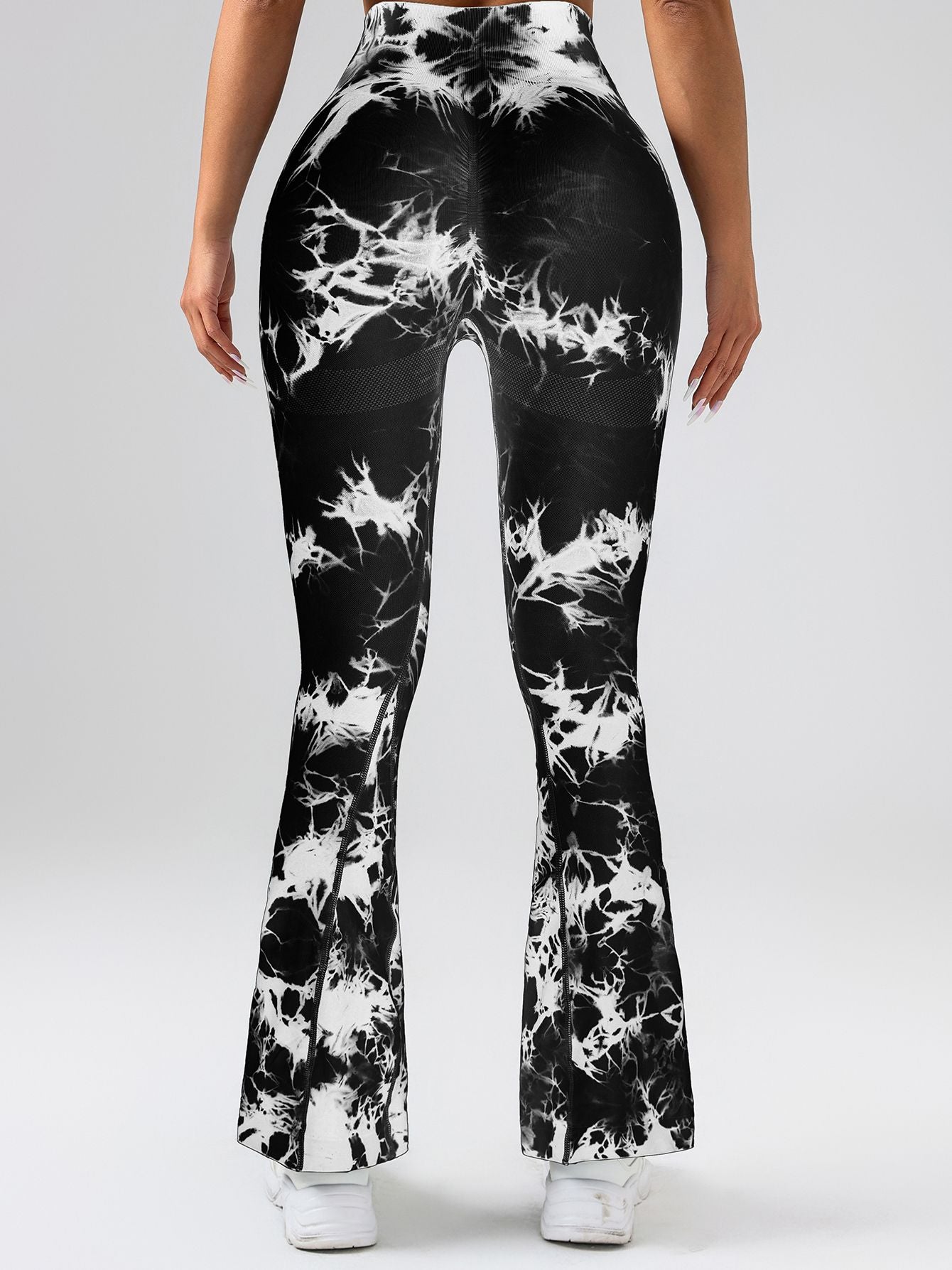 High-Waist Tummy Control Flare Yoga Pants For Women, Tie-Dye Stretch Slimming Bootcut Workout Pants, Fitness & Sports Activewear