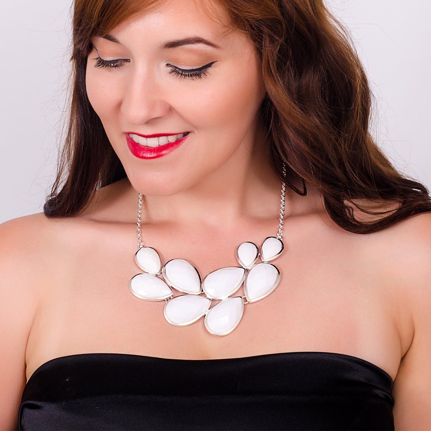 Jane Stone Fashion Statement Collar Necklace Vintage Openwork Bib Costume Jewelry