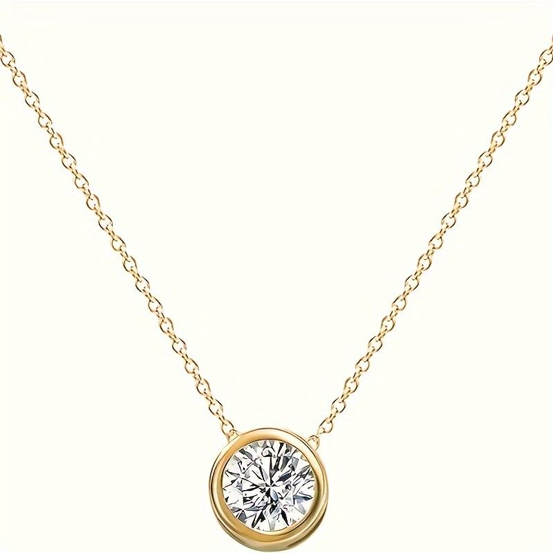 LX and LR also fashion 14K geometric round tray copper in D zircon single pendant necklace - perfect gift form others day and Christmas