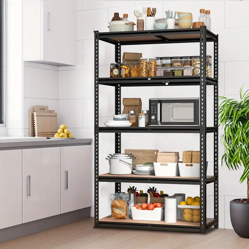5-Tier Metal Garage Shelving Unit, Adjustable Storage Rack 35.5"W x 72"H x 15.8"D, Multi-Purpose Organizer for Garage, Basement, Utility Room, and Storage Spaces