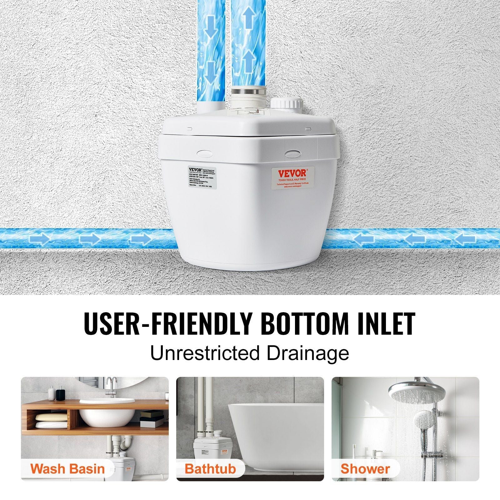 Utility Sink Pump Laundry Sink Drain Pump System 1/3 HP 1500 GPH 18ft Head