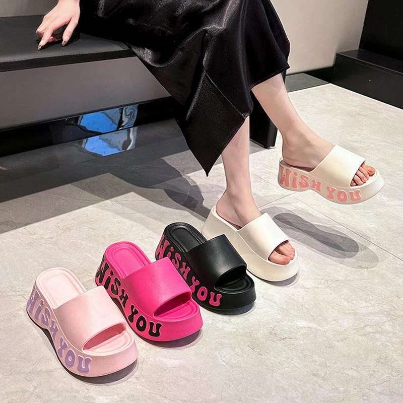 Thick Bottom Cloud Slippers Women Summer Fashion Print Wedge Platform Slides Woman Sandals 2025 Non-Slip Soft Sole Beach Shoes