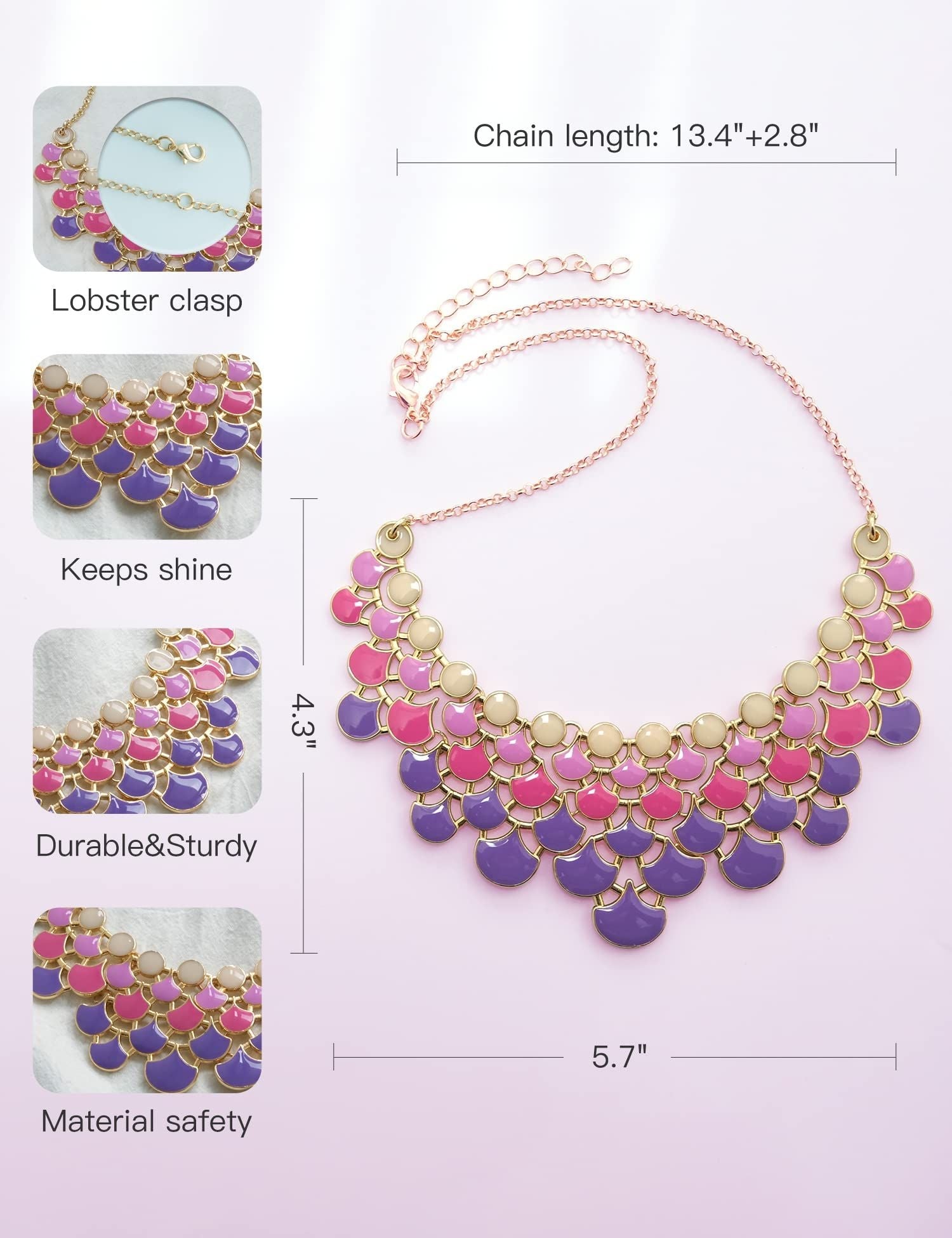 Jane Stone Fashion Statement Collar Necklace Vintage Openwork Bib Costume Jewelry