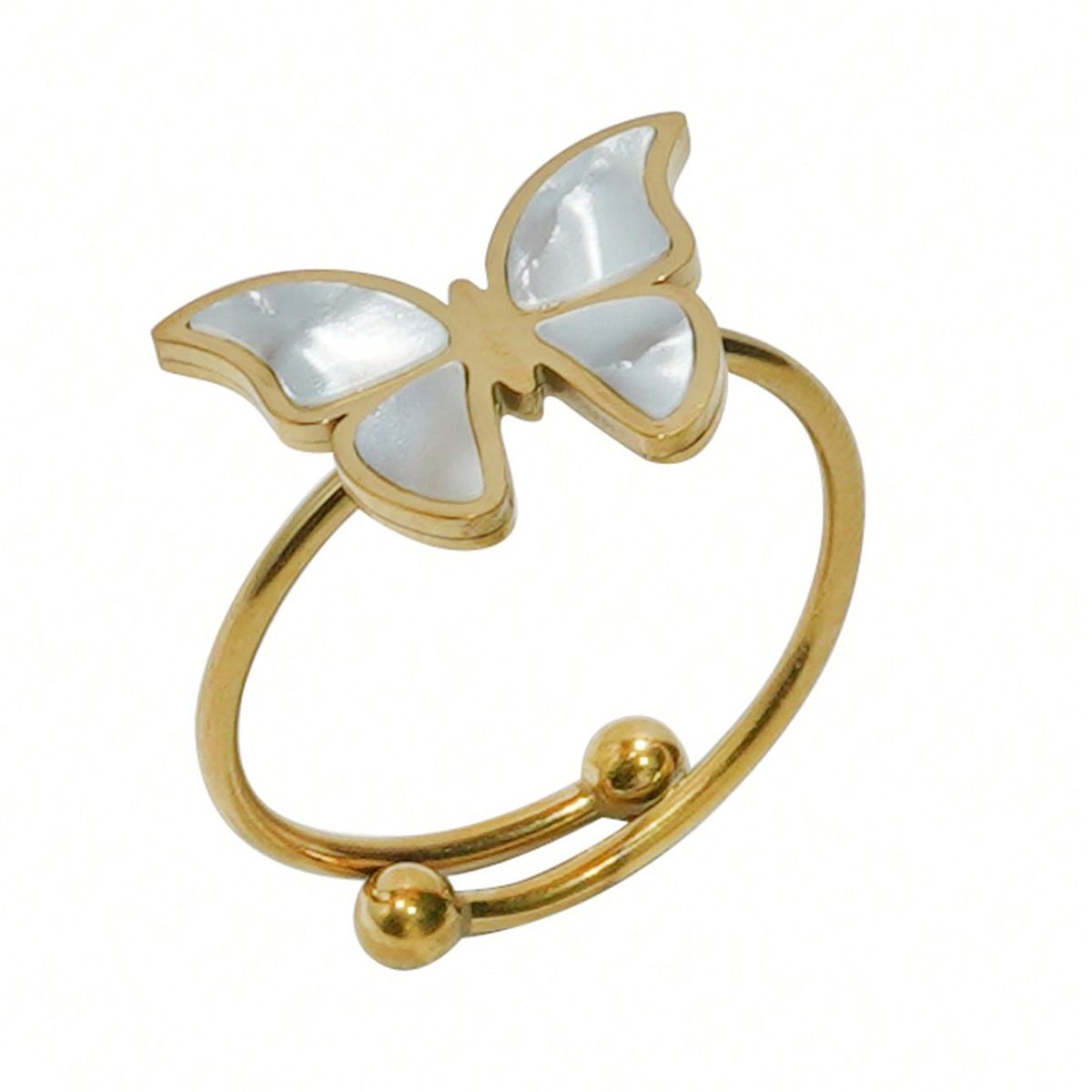 Lxalry 18K Gold Plated Stainless Steel Butterfly Jewelry Set for Women – Hypoallergenic Necklace, Earrings & Adjustable Ring, Waterproof & Tarnish-Free, Elegant Gift for Birthday, Girlfriend, Summer