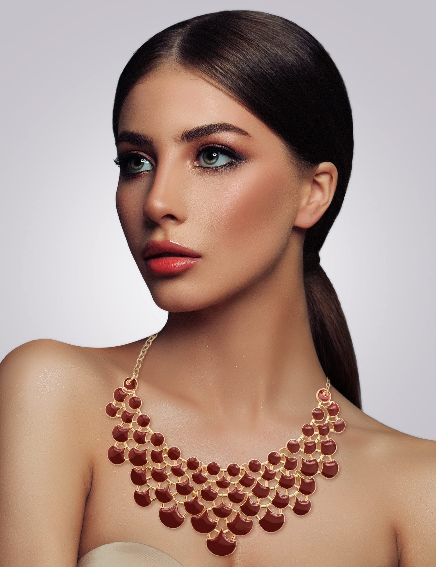 Jane Stone Fashion Statement Collar Necklace Vintage Openwork Bib Costume Jewelry