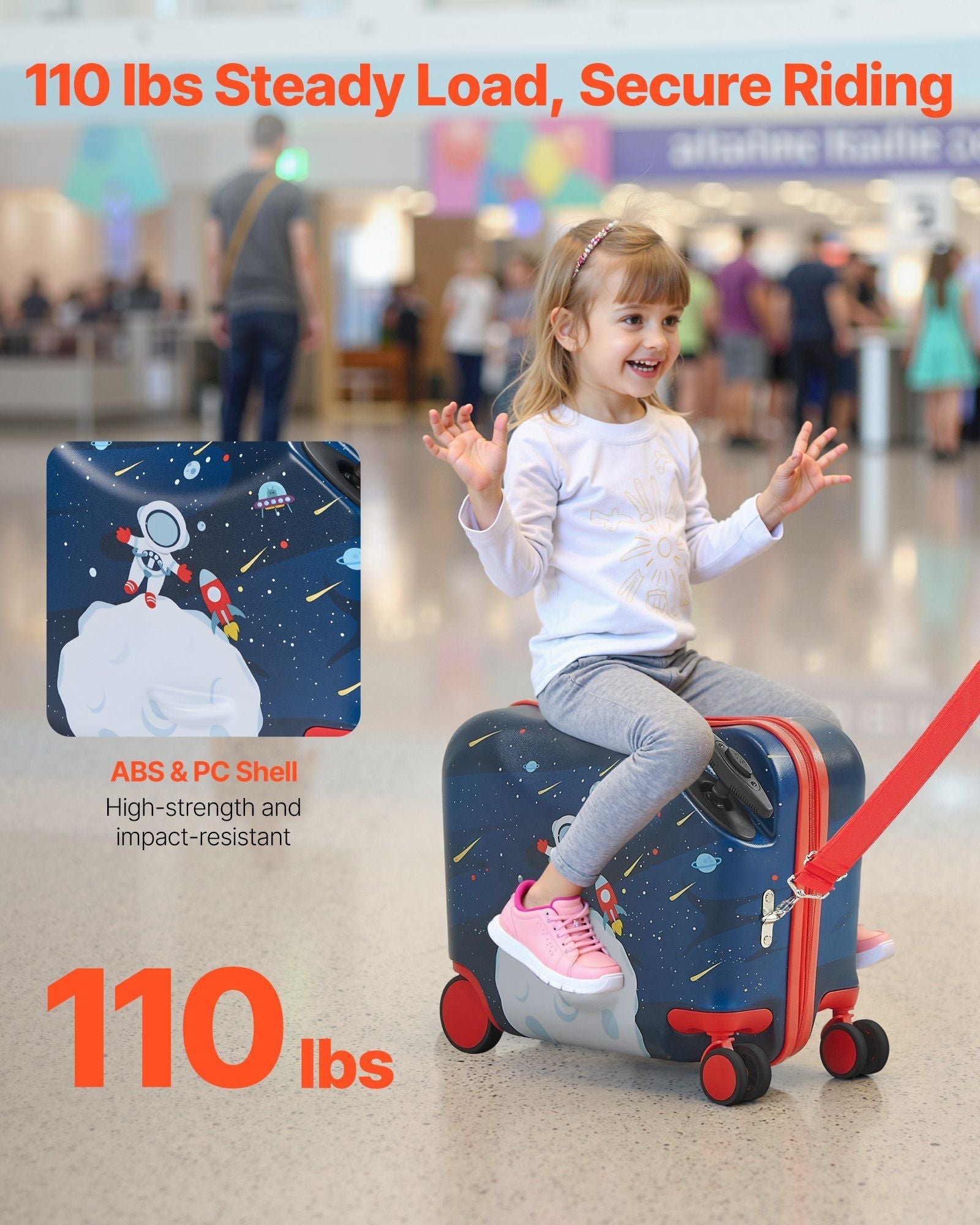 Ride-on Luggage 18-inch Lightweight Kids Scooter Suitcase with Wheels