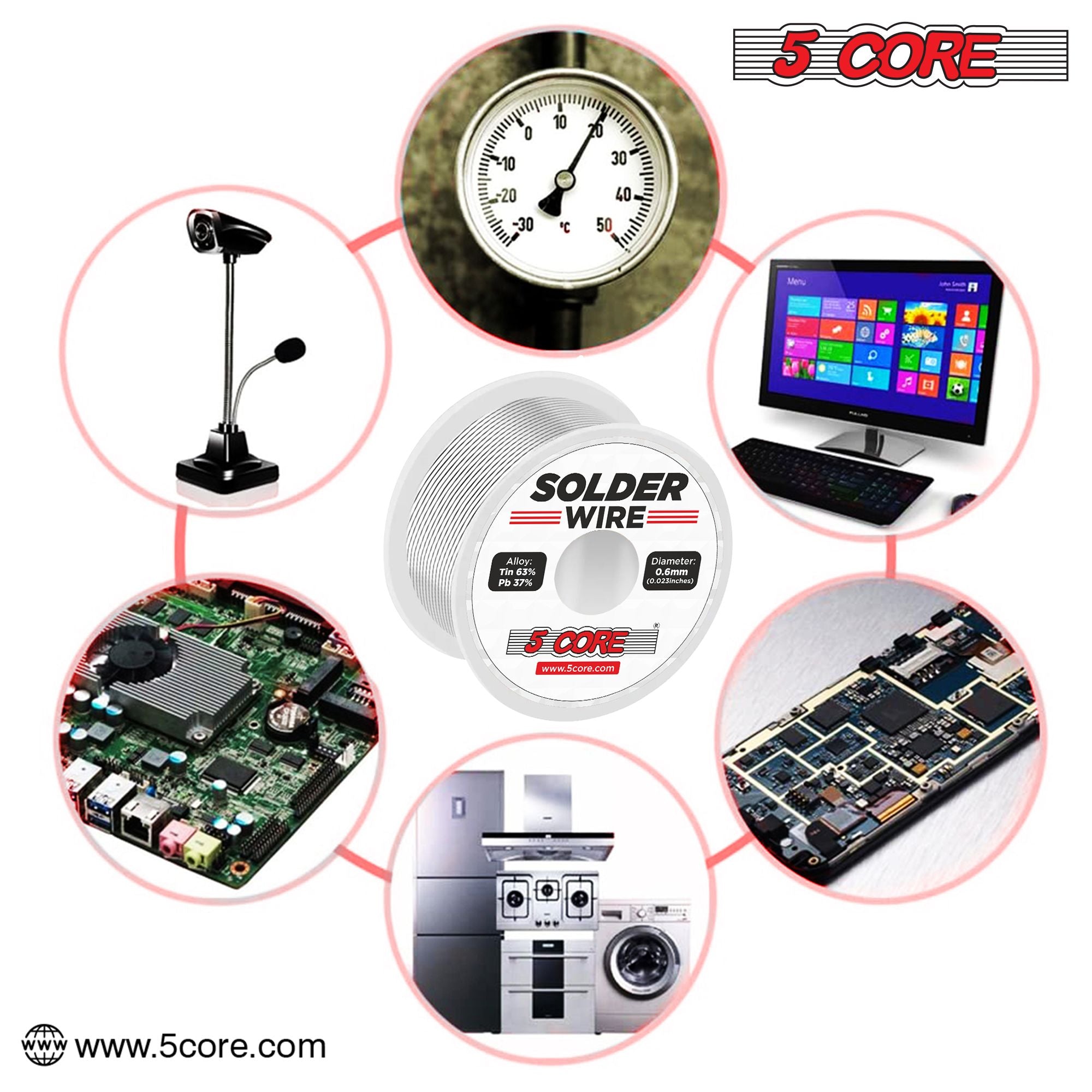 63/37 Rosin Core Solder Wire - 50g Tin/Lead Alloy for Precision Soldering