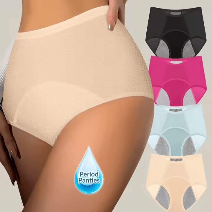 4 Pack Sets Waterproof Ladies Panti Knickers Breathable Reusable Period Panties for Women's