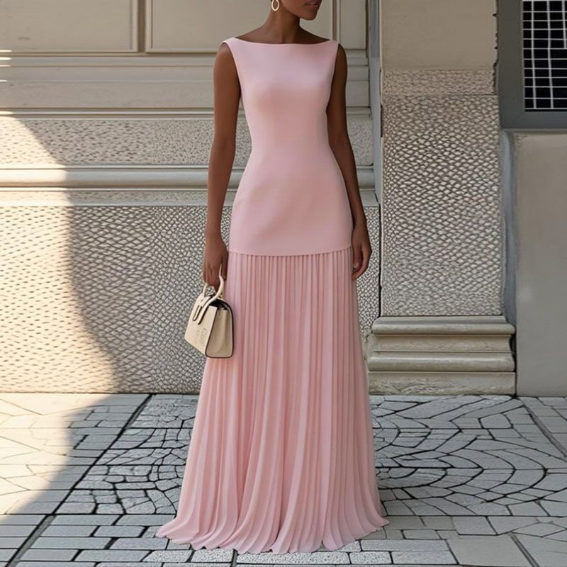 Fashion Summer Vacation Outfit Woman 2025 Spring Crew Neck Top Pullover & Pleated Skirts Suit Sexy Sleeveless Slim Two Piece Set