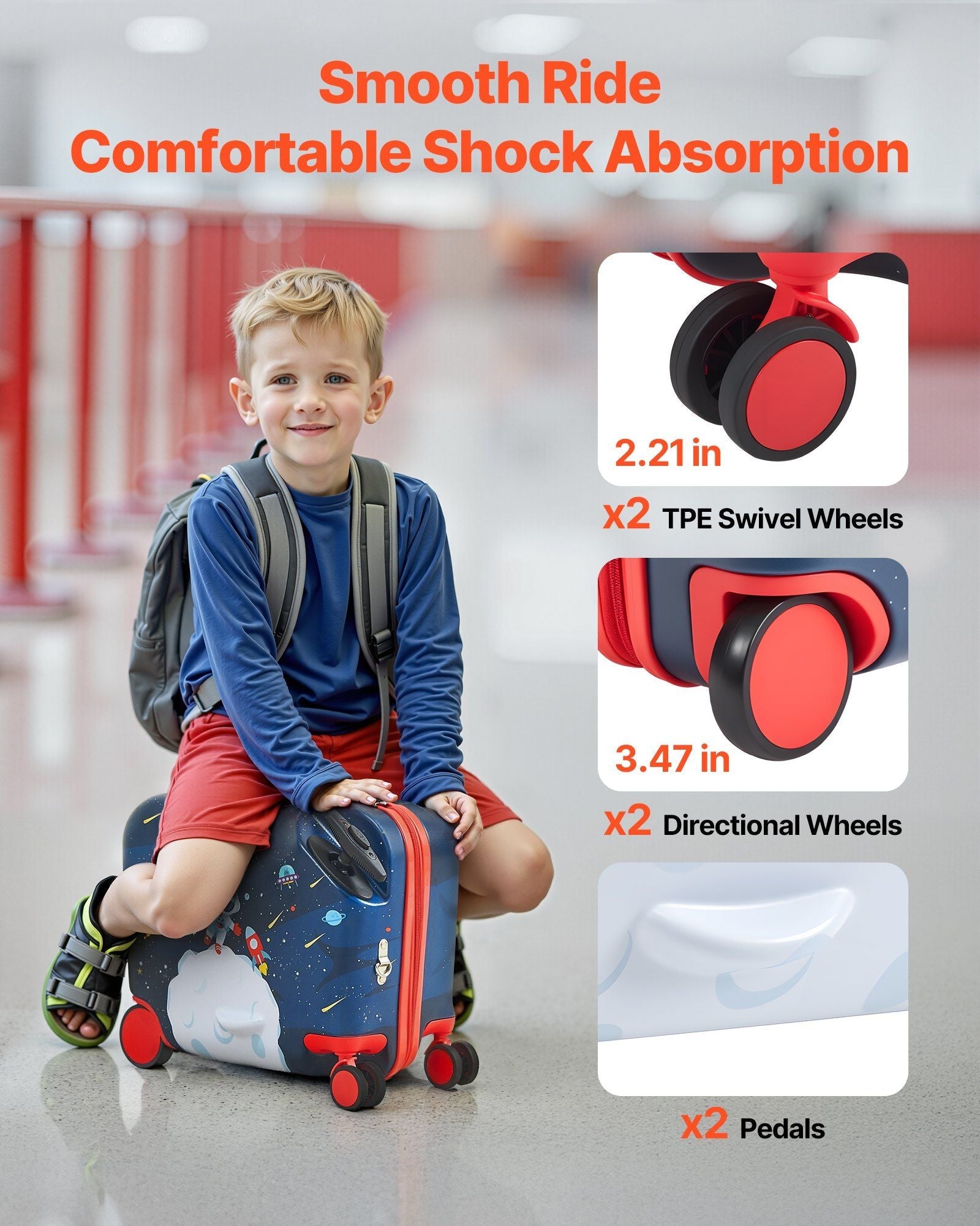 Ride-on Luggage 18-inch Lightweight Kids Scooter Suitcase with Wheels