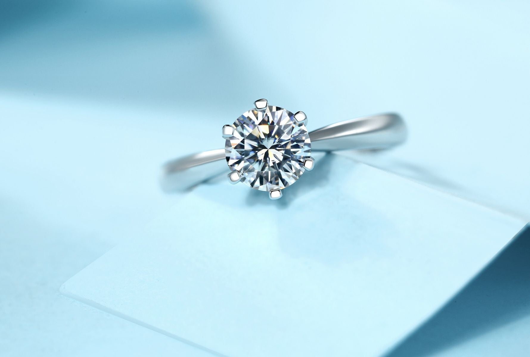 Classic Six-Prong Set Moissanite 1 Carat 2 Carat 3 Carat 5 Carat S925 Sterling Silver Plated Ring Trendy Classic Diamond Jewellery Ring