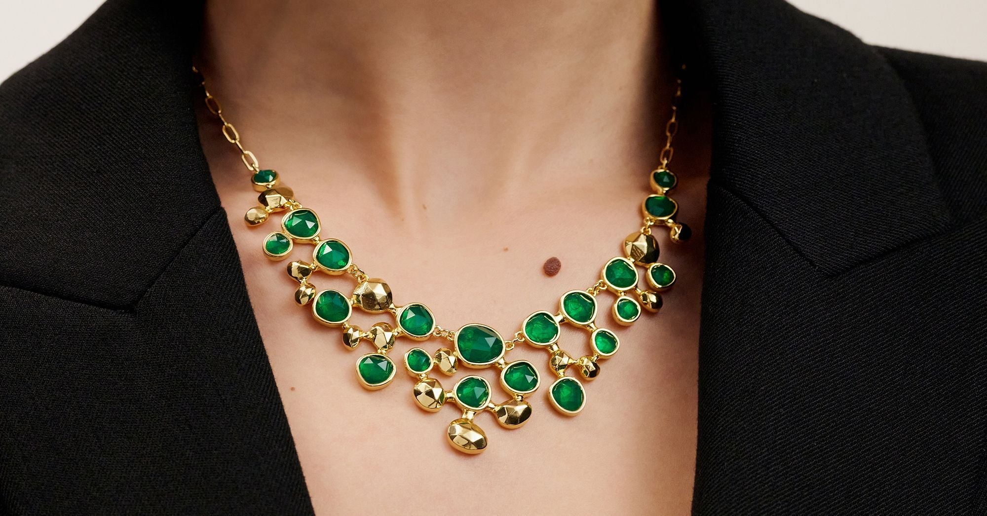 Jane Stone Fashion Statement Collar Necklace Vintage Openwork Bib Costume Jewelry