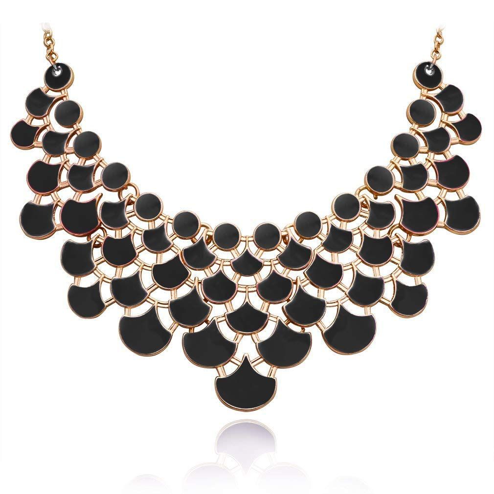 Jane Stone Fashion Statement Collar Necklace Vintage Openwork Bib Costume Jewelry