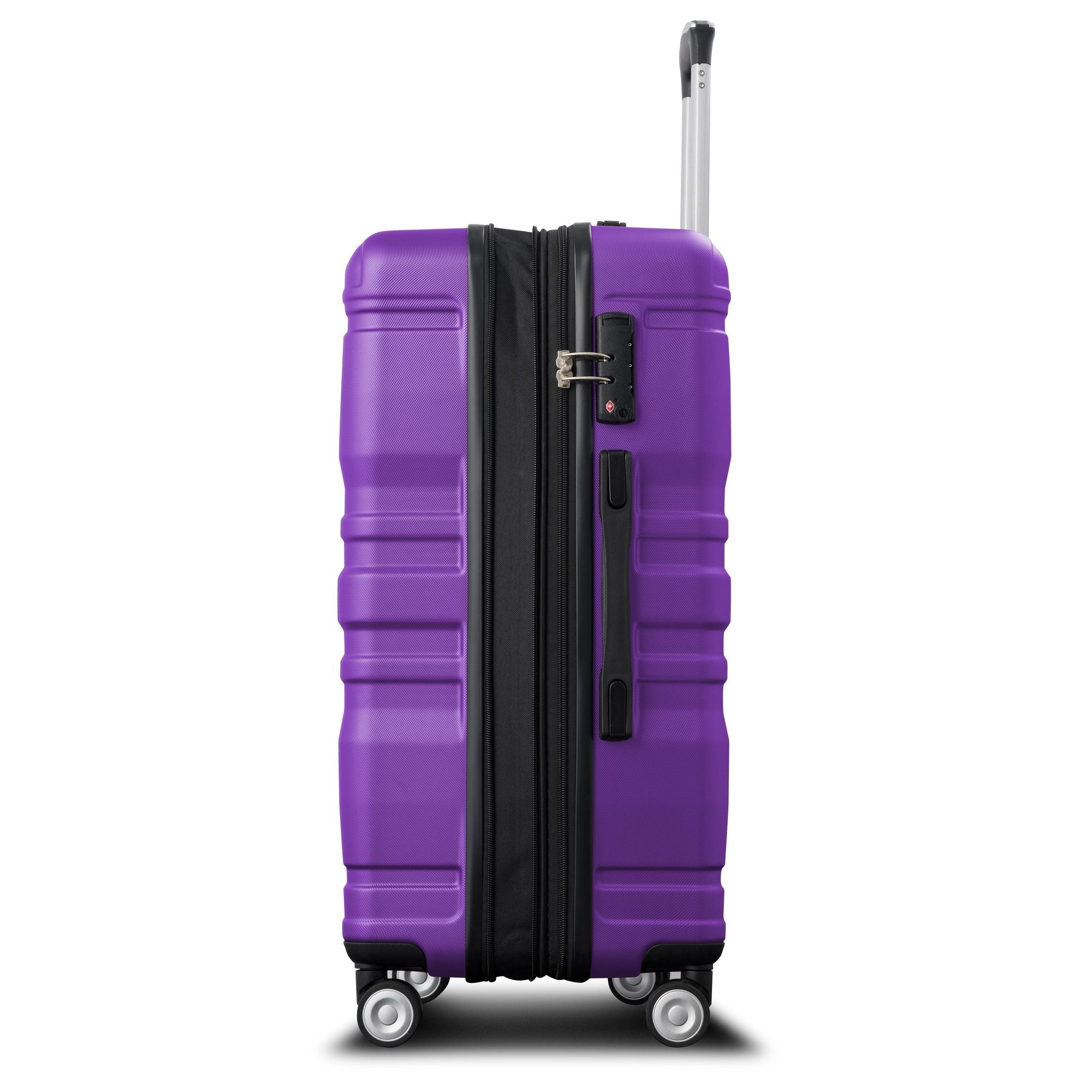 Luggage Sets New Model Expandable ABS Hardshell 3pcs Clearance Luggage Hardside Lightweight Durable Suitcase sets Spinner Wheels Suitcase with TSA Lock 20''24''28''(purple)