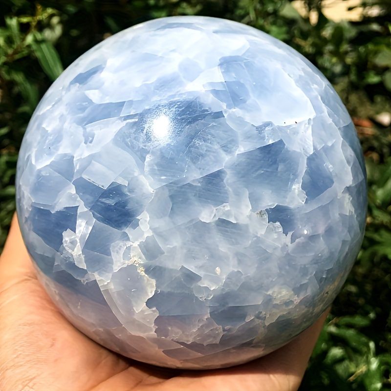 Large Natural Blue Celestite Crystal Ball - Kyanite Sphere for Chakra Balancing, Bohemian Home Decor & Spiritual, Unique Birthday Gift Idea
