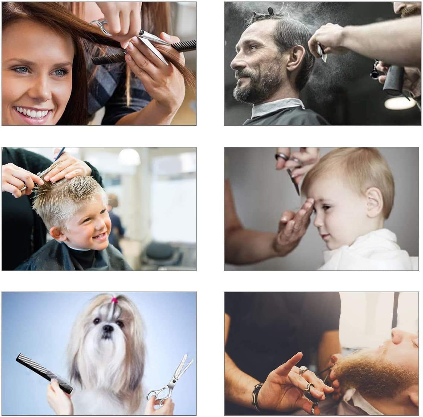 Hair Cutting Scissors Set, 6 Inch Hairdressing Thinning Shears for Hair Cutting for Women, Men, Kids - Silver