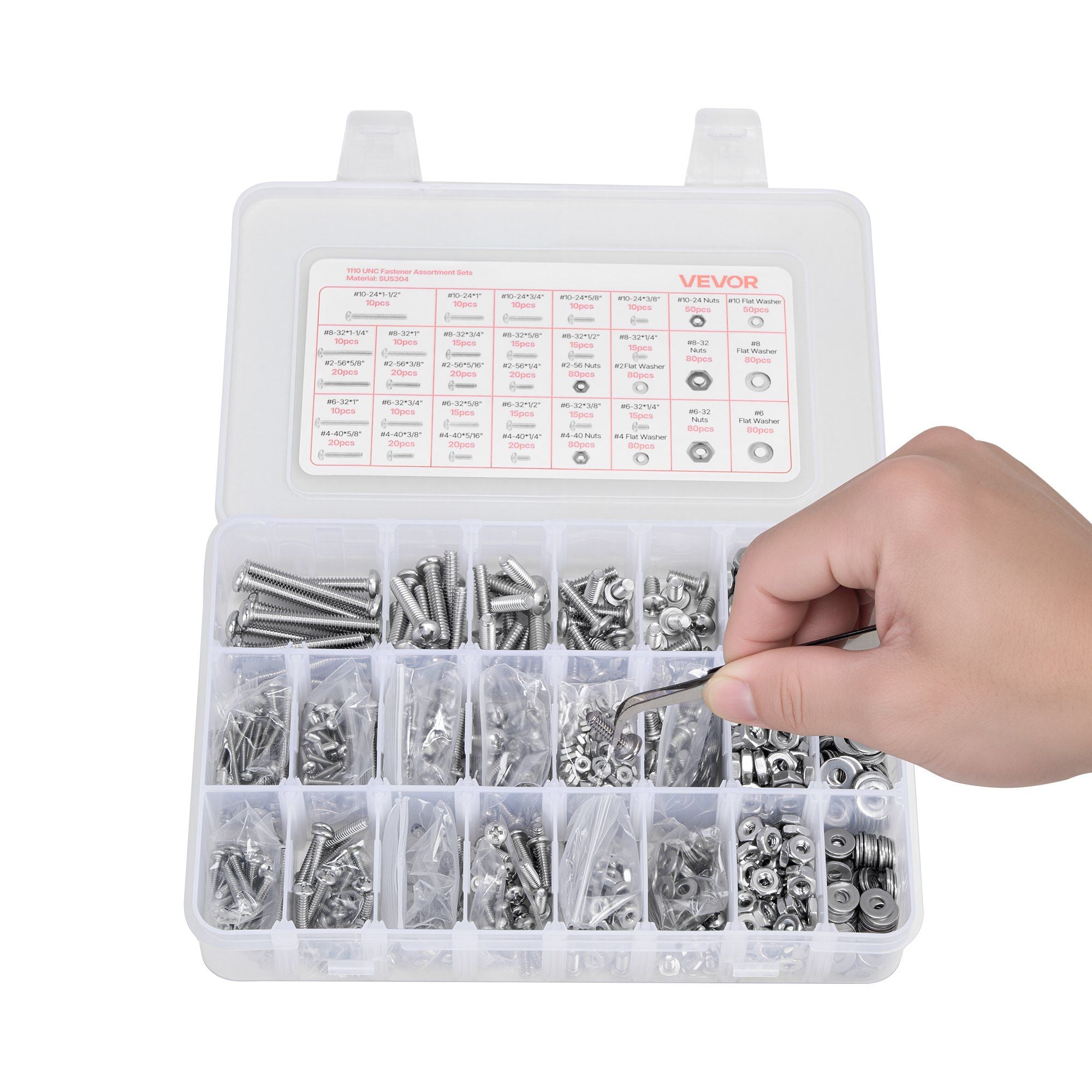 1110 Pcs Bolts Nuts Assortment Kit Imperial Stainless Steel for Furniture