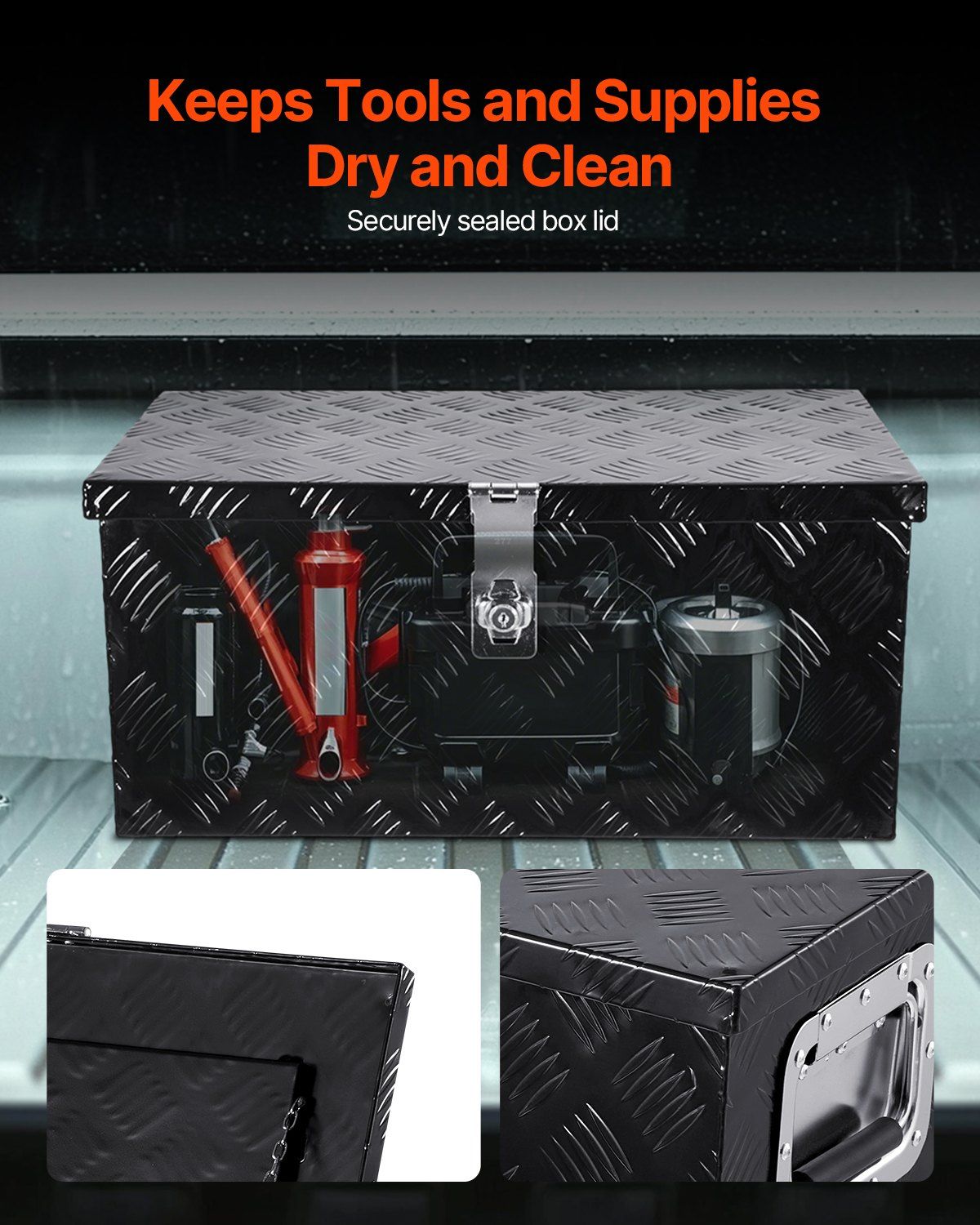 20"x12"x9.5" Heavy Duty Aluminum Truck Bed Tool Box for Pickup RV Black