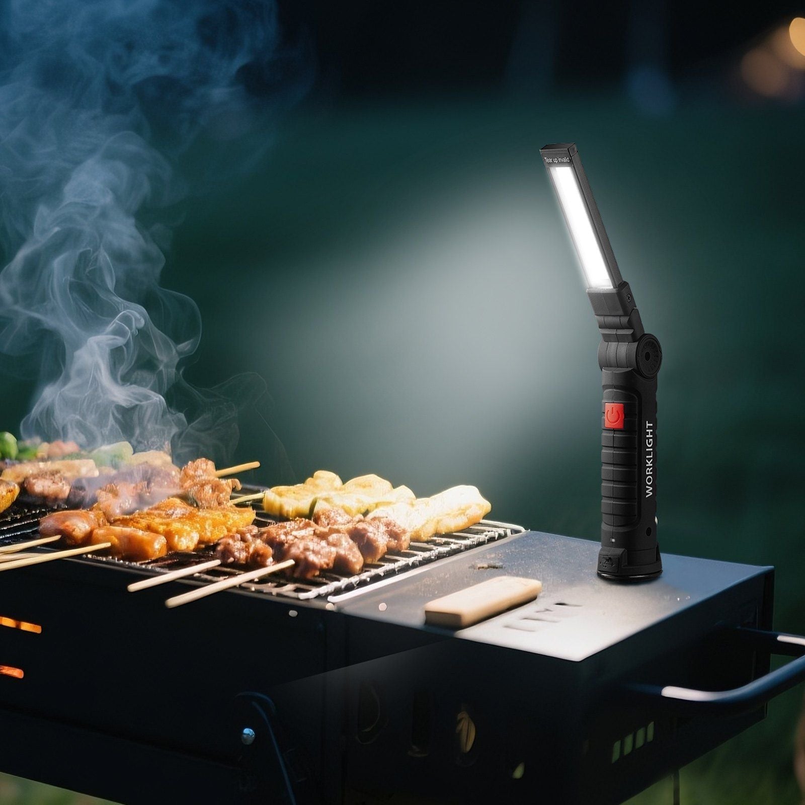Rechargeable LED Work Light, 1200 mAh, Magnetic Mechanic Flashlight with Magnetic Base, 360° Rotation, 5 Lighting Modes, Foldable Grill Lamp for Mechanics, Car Repairs, Home, Emergency (2 Pack)