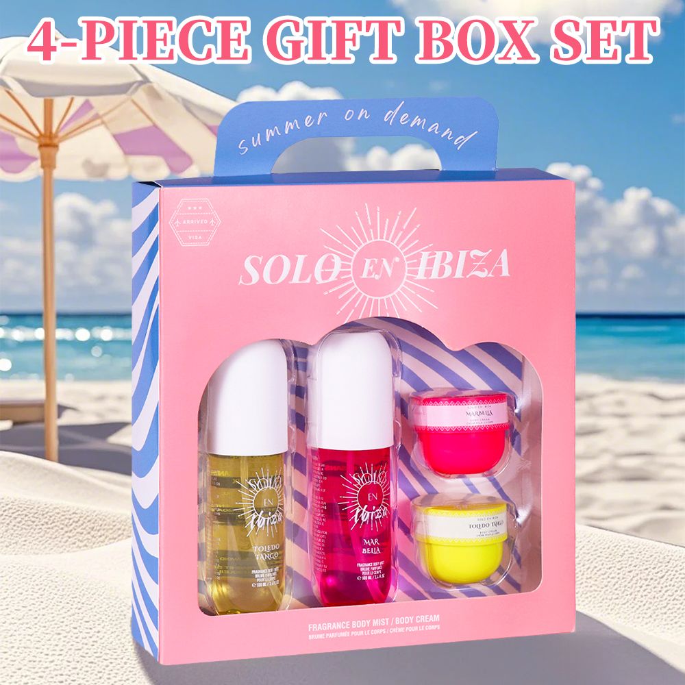 4pc Scented Body & Hair Mist & Cream Travel Set - 4 Long Lasting Fragrances for Men & Women - Perfect for Dating, Daily Use, Parties - Ultimate Gift Box