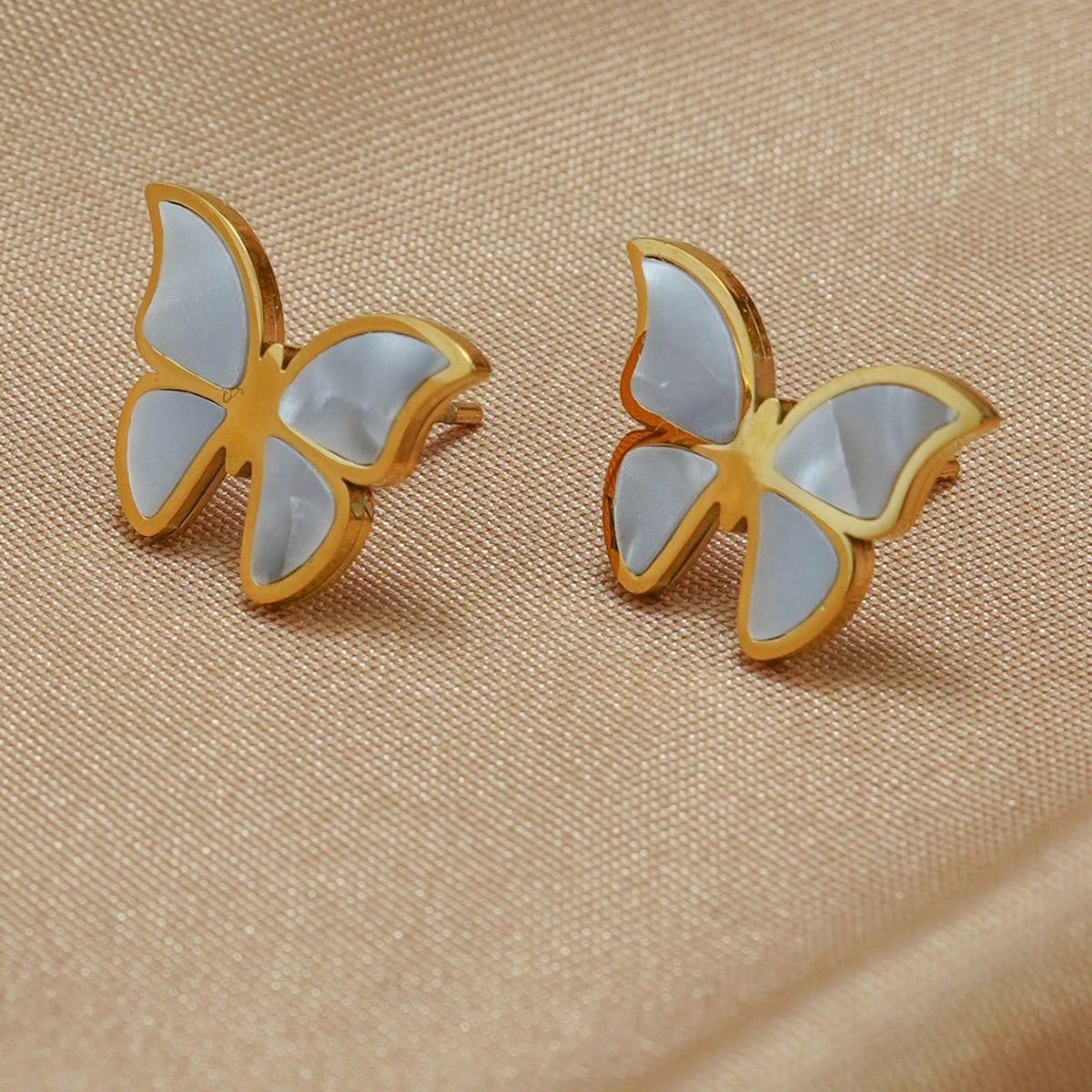 Lxalry 18K Gold Plated Stainless Steel Butterfly Jewelry Set for Women – Hypoallergenic Necklace, Earrings & Adjustable Ring, Waterproof & Tarnish-Free, Elegant Gift for Birthday, Girlfriend, Summer