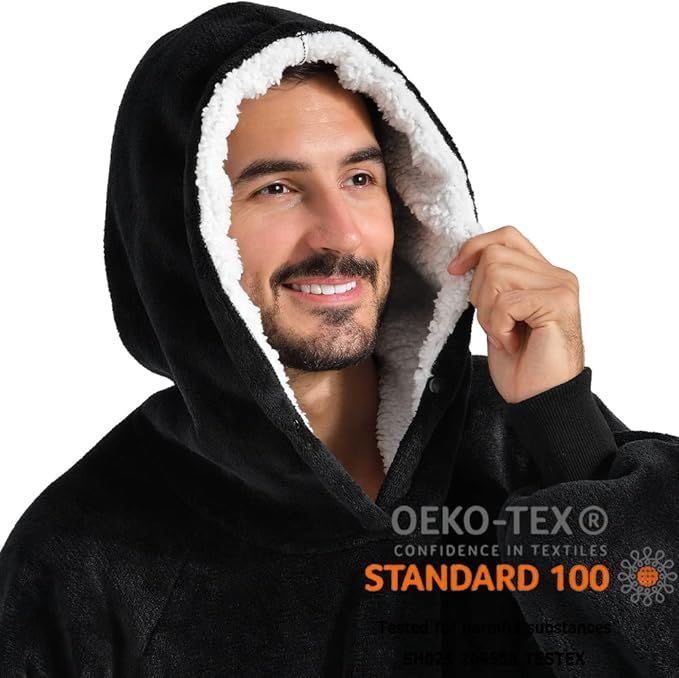 Krifey Wearable Blanket Hoodie, Oversized Sherpa Hooded as Birthday Gifts Christmas Gifts for Mom Women Girlfriend Men, Cozy Sweatshirt with Giant Pocket