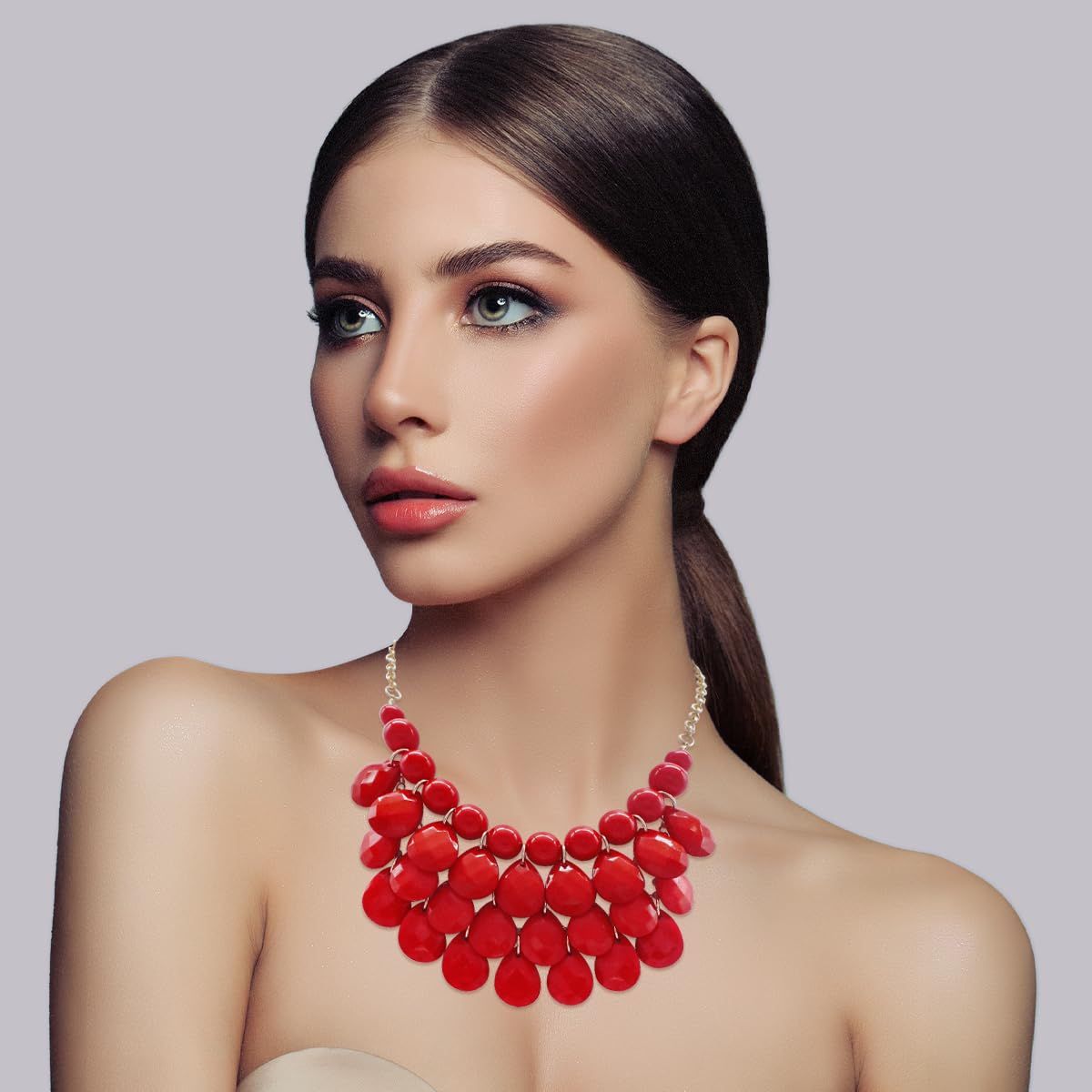 Jane Stone Fashion Statement Collar Necklace Vintage Openwork Bib Costume Jewelry