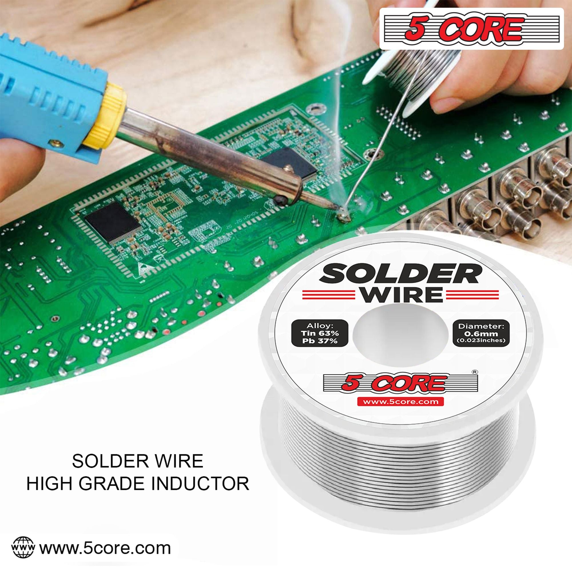 63/37 Rosin Core Solder Wire - 50g Tin/Lead Alloy for Precision Soldering