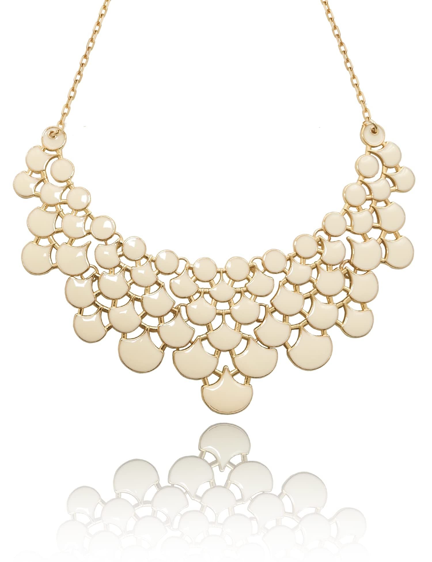 Jane Stone Fashion Statement Collar Necklace Vintage Openwork Bib Costume Jewelry