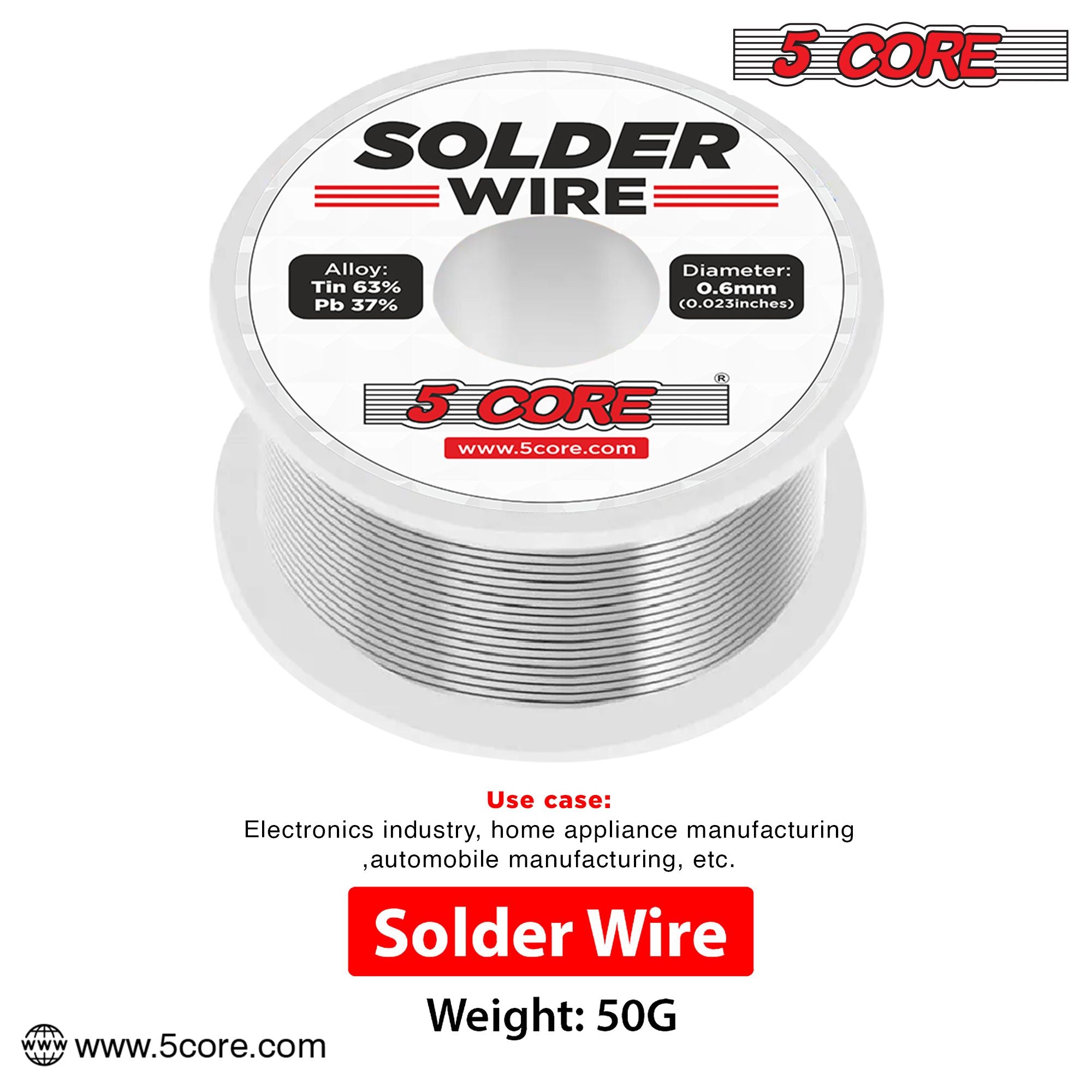 63/37 Rosin Core Solder Wire - 50g Tin/Lead Alloy for Precision Soldering