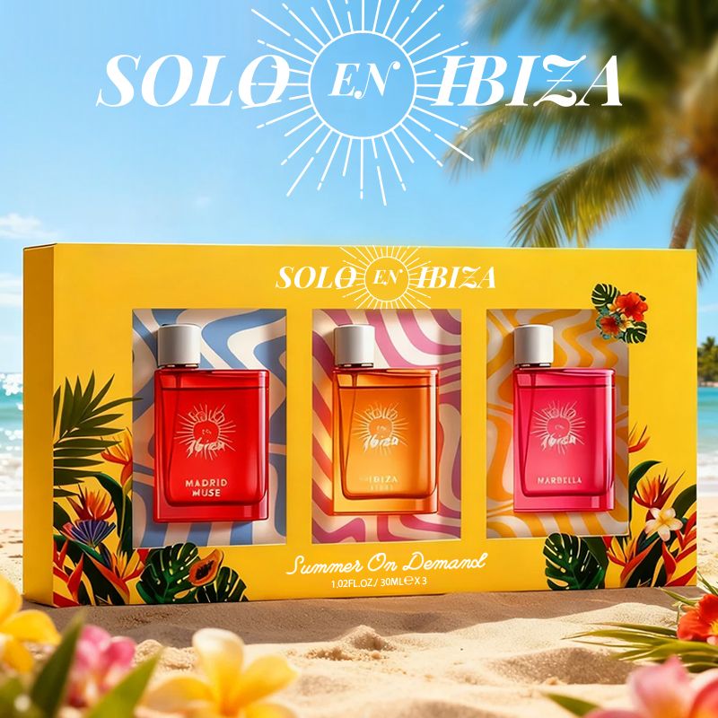 SOLO EN IBIZA Women's Perfume Gift Set - 3 x 1.02 Oz Eau de Parfum Spray - 3 Long-Lasting Scents - For Holiday, Dating, Daily Use & Parties - Ideal Women's Gift