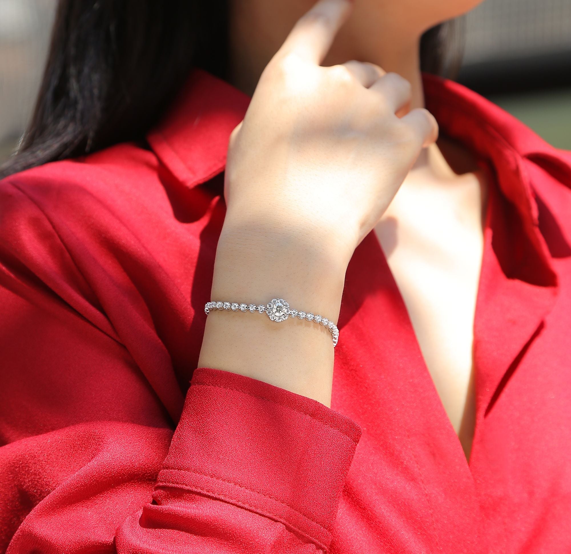 Magpie Bridge - Moissanite set 0.5 carats S925 sterling silver with platinum plated bracelet Fashion trend jewelry