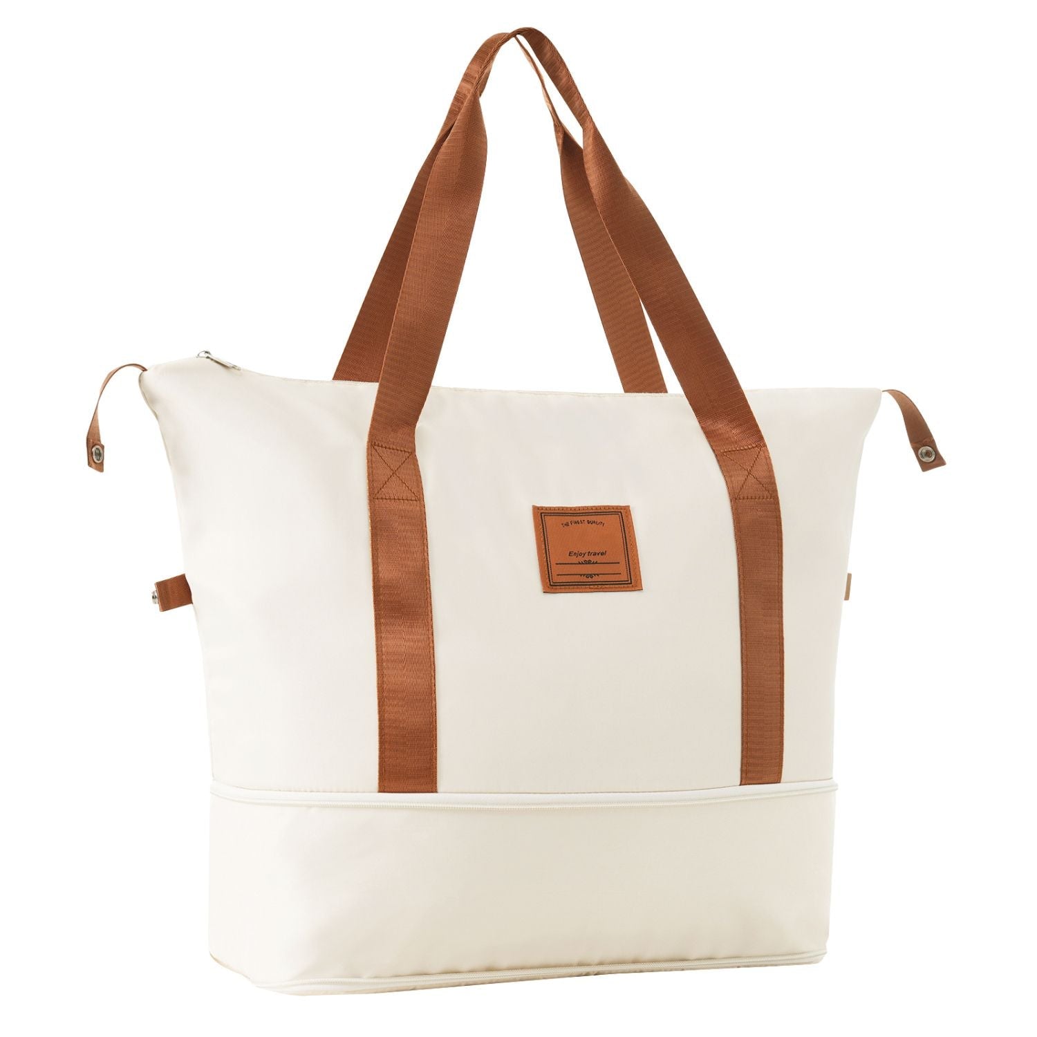 20 Inch Carry On Luggage Set 3 Piece with Spinner Wheels, Lightweight Hardshell ABS Suitcase for Weedend Getaways, Business Travel, White Brown