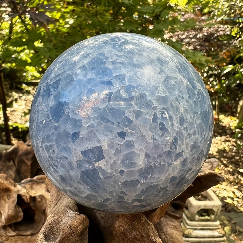 Large Natural Blue Celestite Crystal Ball - Kyanite Sphere for Chakra Balancing, Bohemian Home Decor & Spiritual, Unique Birthday Gift Idea