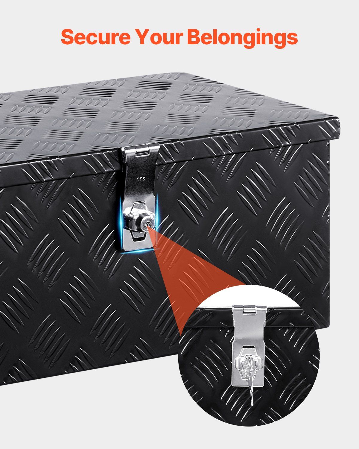 20"x12"x9.5" Heavy Duty Aluminum Truck Bed Tool Box for Pickup RV Black