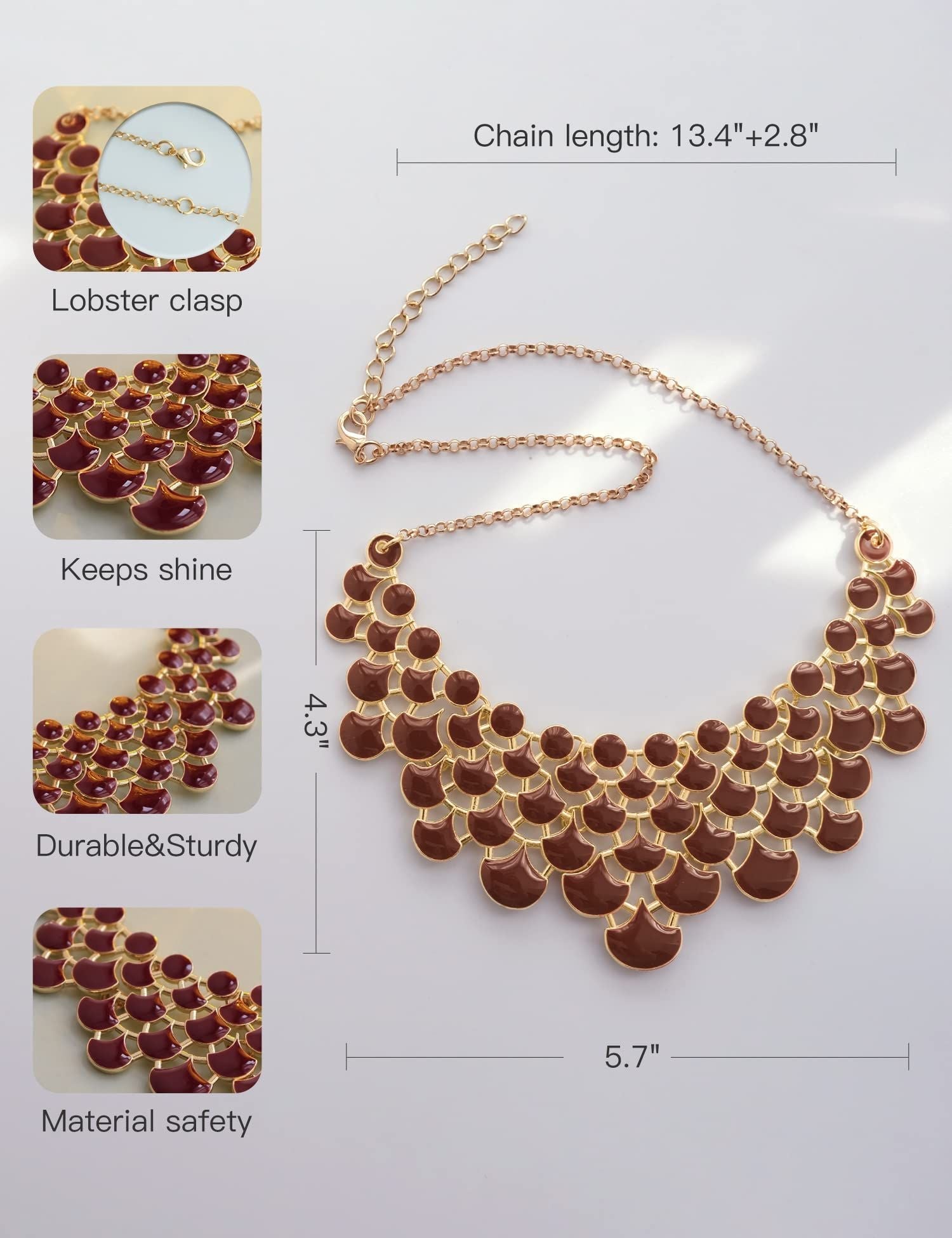 Jane Stone Fashion Statement Collar Necklace Vintage Openwork Bib Costume Jewelry