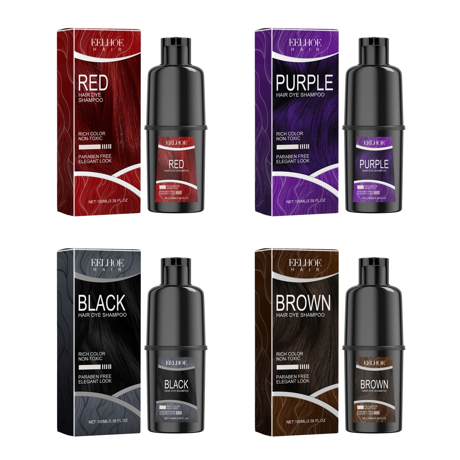 EELHOE Hair Dye Shampoo, Hair Dye Shampoo Herbal Extract Maintenance Lasting Color thy Hair Dye