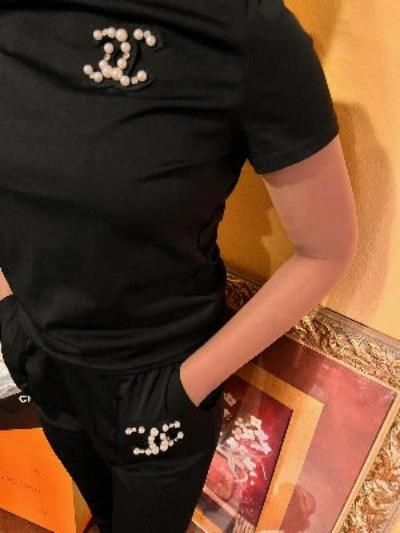 Set Sexy Outfits Short Sleeve & Long Pants Pullover Tracksuit With Side Pockets