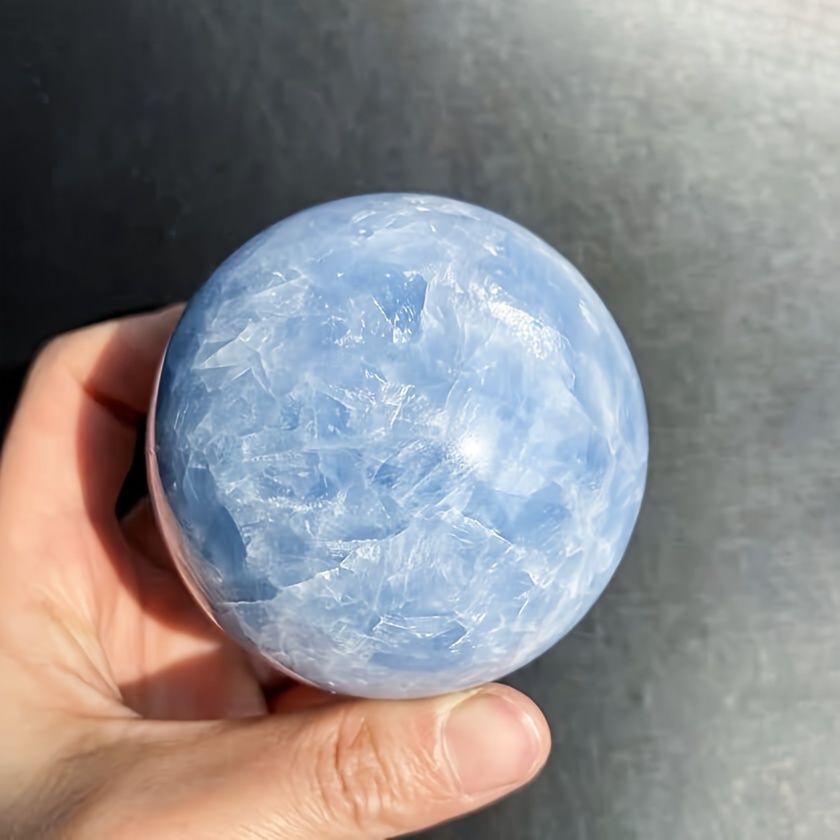 Large Natural Blue Celestite Crystal Ball - Kyanite Sphere for Chakra Balancing, Bohemian Home Decor & Spiritual, Unique Birthday Gift Idea