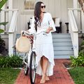 Crochet White Knitted Beach Cover up dress Tunic Long Pareos Bikinis Cover ups Swim Cover up Robe Plage Beachwear