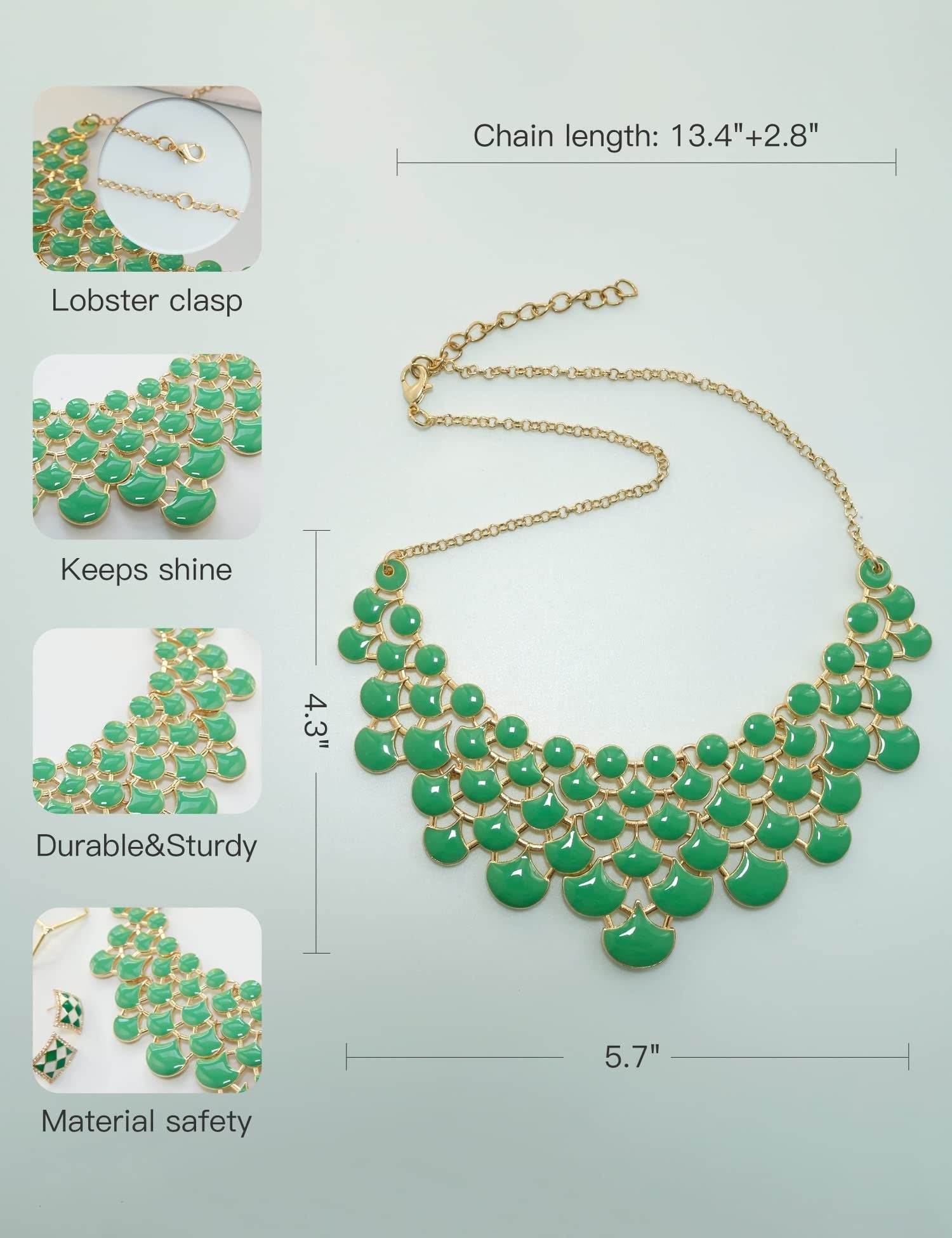 Jane Stone Fashion Statement Collar Necklace Vintage Openwork Bib Costume Jewelry