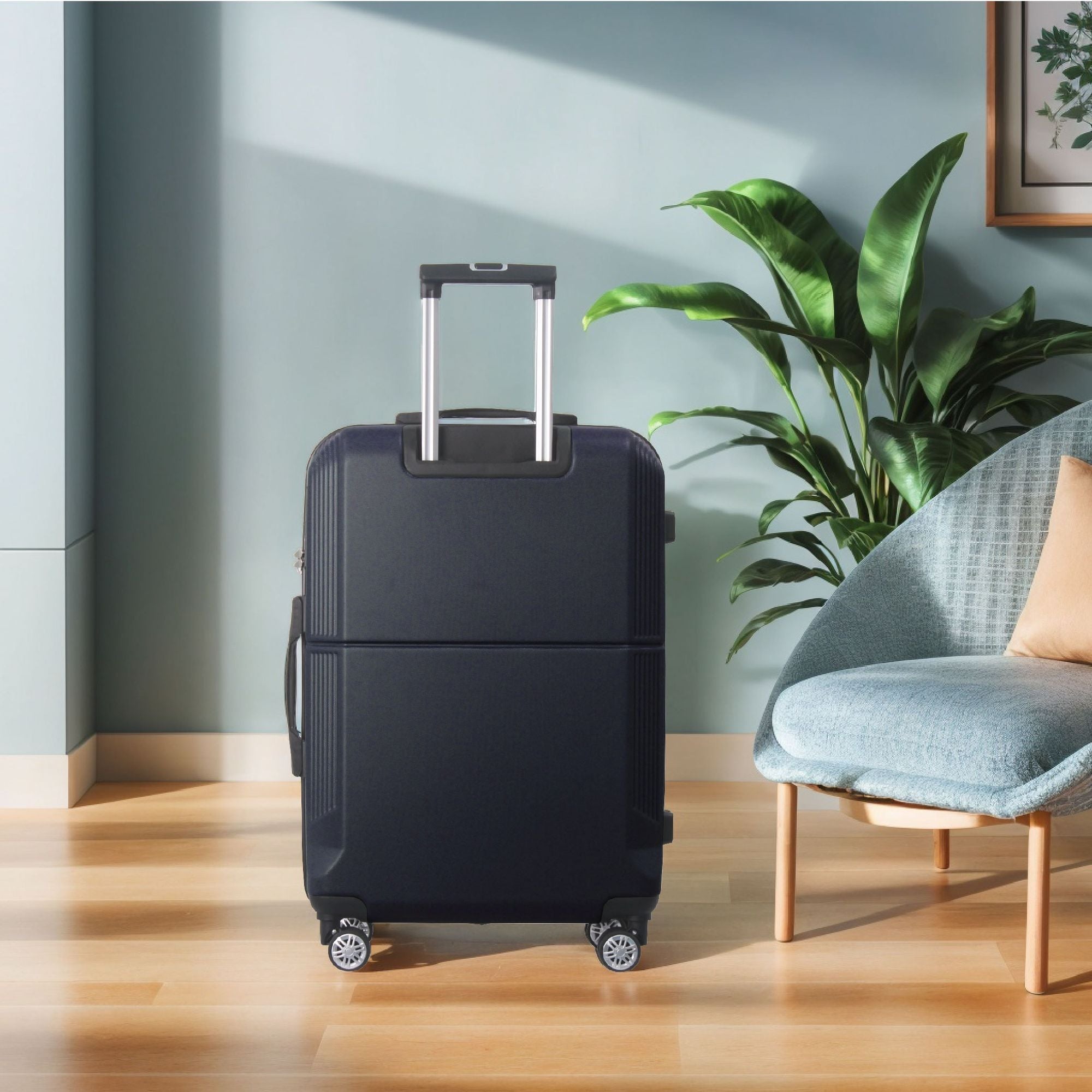 BLUE 3-Piece Premium ABS Luggage Set-20", 24", and 28" Suitcases with Multi-Position Handle, Silent Spinner Wheels, and TSA-Approved Lock-Durable, Stylish, and Spacious Travel Gear