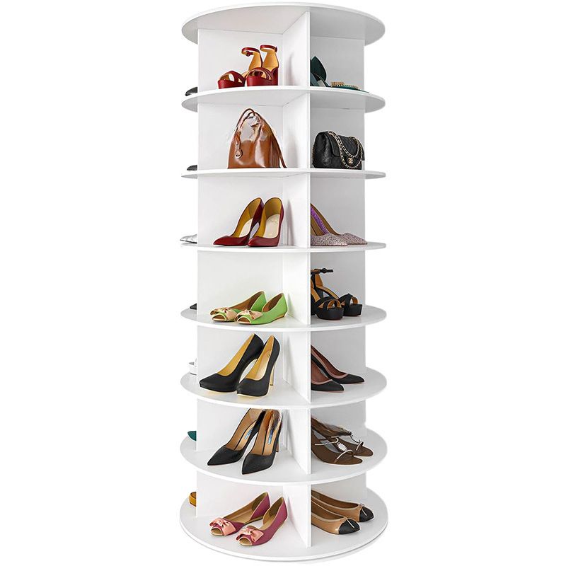 7 Tier Rotating Shoe Rack Tower, Spinning Shoe Display, 360 Shoe Rack Storage Round Carousel, Vertical Handbag Rotate Shoes Closet Organization, Christmas Gift (WHITE)
