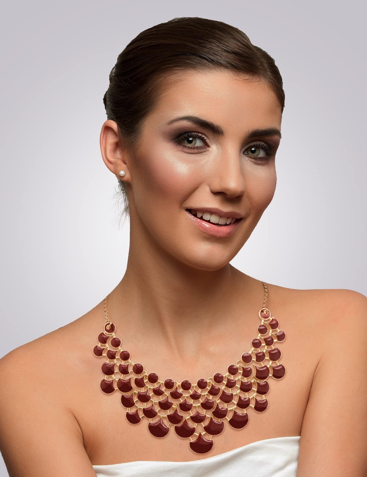 Jane Stone Fashion Statement Collar Necklace Vintage Openwork Bib Costume Jewelry