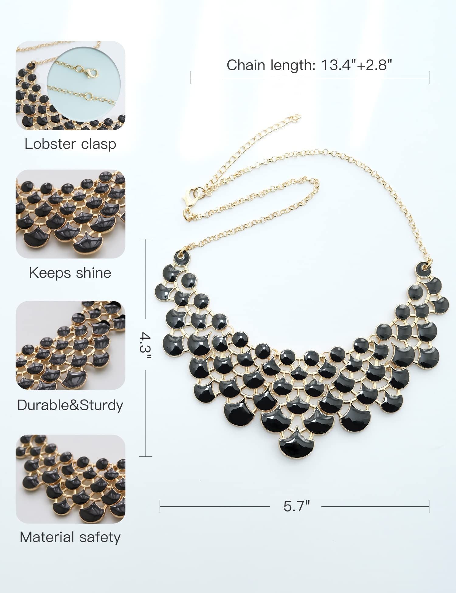 Jane Stone Fashion Statement Collar Necklace Vintage Openwork Bib Costume Jewelry