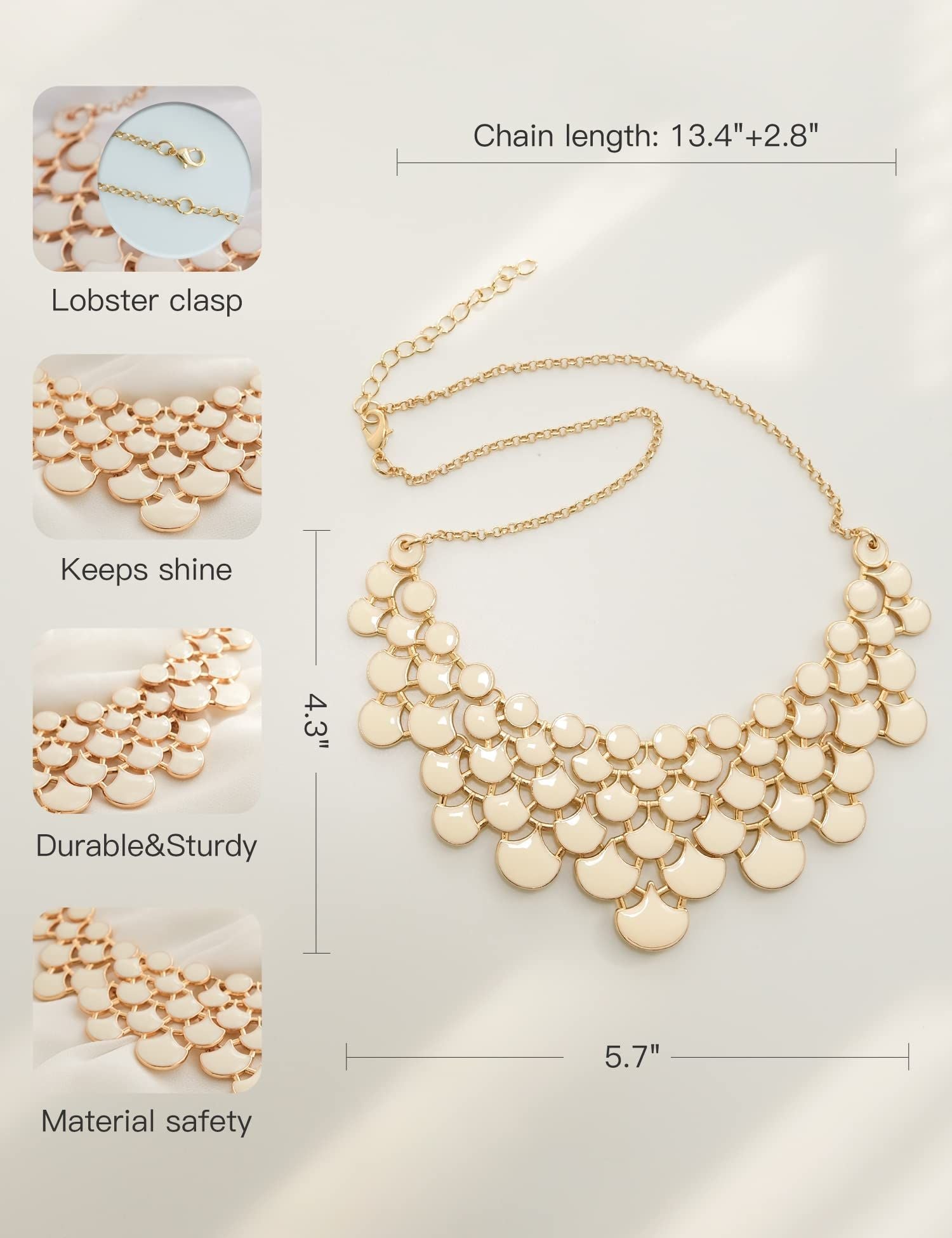 Jane Stone Fashion Statement Collar Necklace Vintage Openwork Bib Costume Jewelry