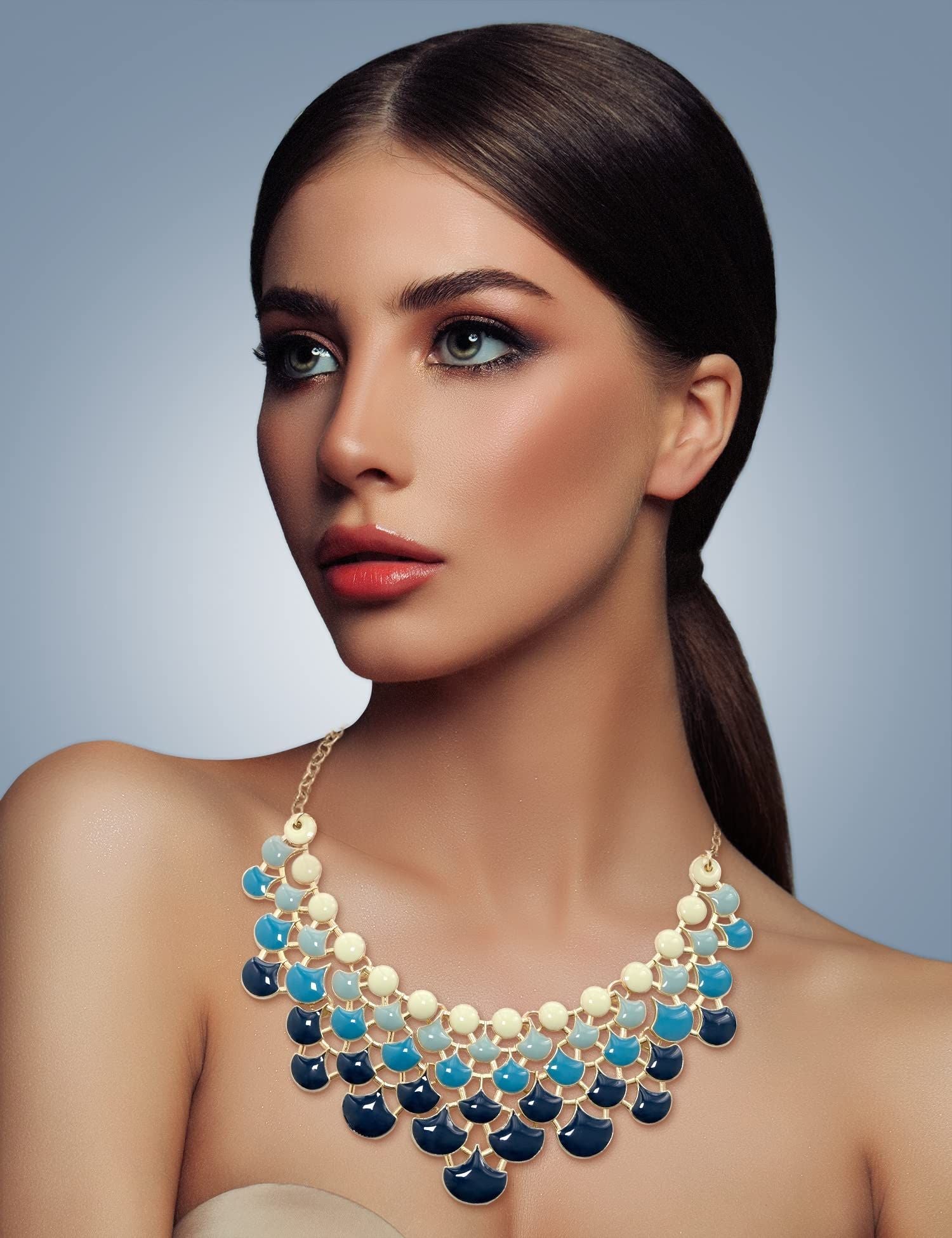 Jane Stone Fashion Statement Collar Necklace Vintage Openwork Bib Costume Jewelry